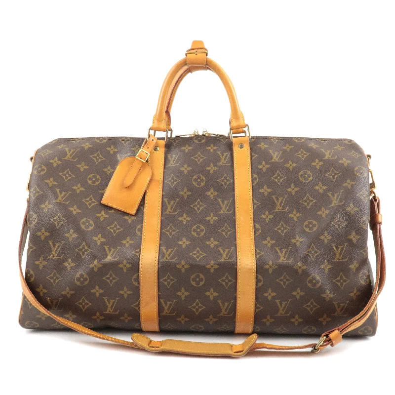 Ladies Louis Vuitton shoulder bags with a wide - width strap for comfortLouis Vuitton Monogram Keep All Bandouliere 50 Bag M41416