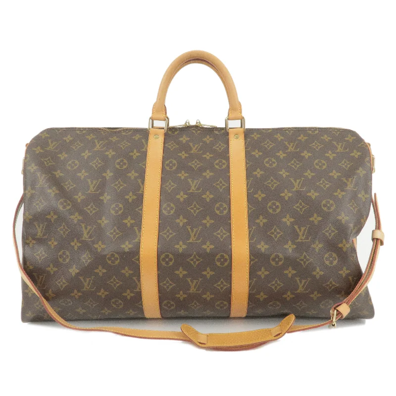 Louis Vuitton crossbody bags with a woven leather strap for textureLouis Vuitton Monogram Keep All Bandouliere 55 Boston Bag M41414