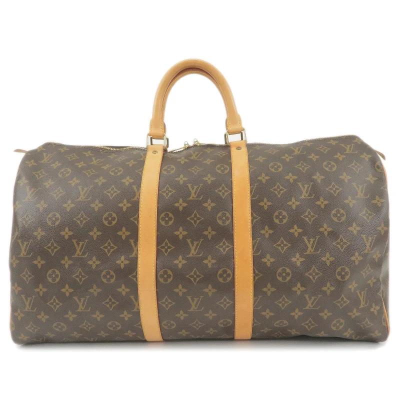 Louis Vuitton crossbody bags with a woven leather strap for textureLouis Vuitton Monogram Keep All 55 Boston Bag M41424