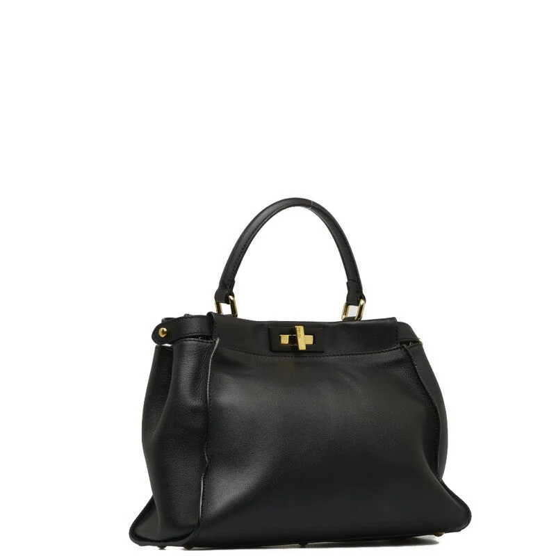 Fendi bags with a patent - leather finish for a shiny and sophisticated appearanceFendi Peekaboo Handbag 8BN290 Black Leather