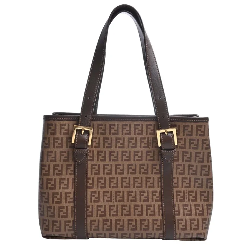 Ladies Fendi shoulder bags with a detachable key fob for easy key managementFENDI leather zucchino pattern handbag 8BH237 brown ladies