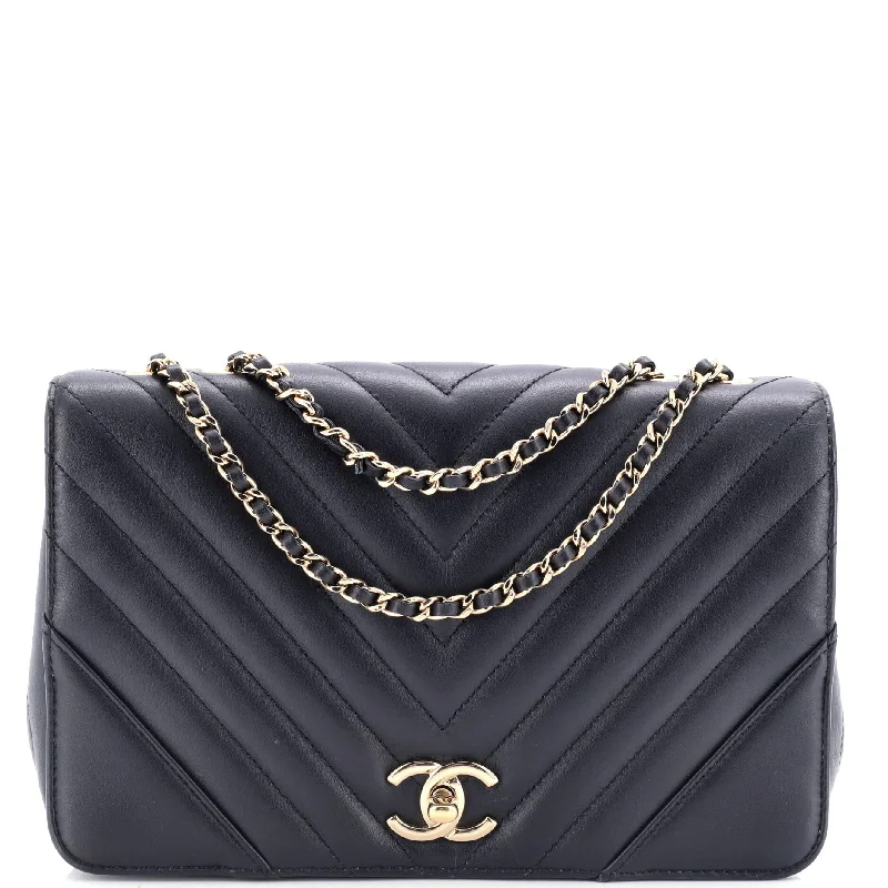 Statement Flap Bag Chevron Calfskin Small