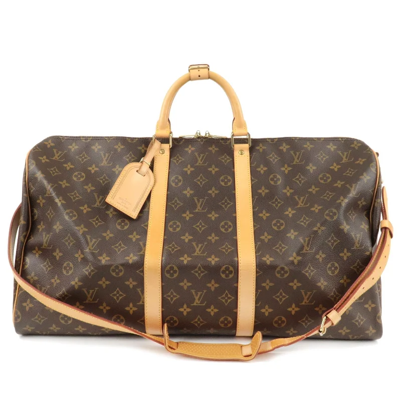 Louis Vuitton handbags with a back - zip pocket for storing valuablesLouis Vuitton Monogram Keep All 55 Bandouliere Boston Bag M41414