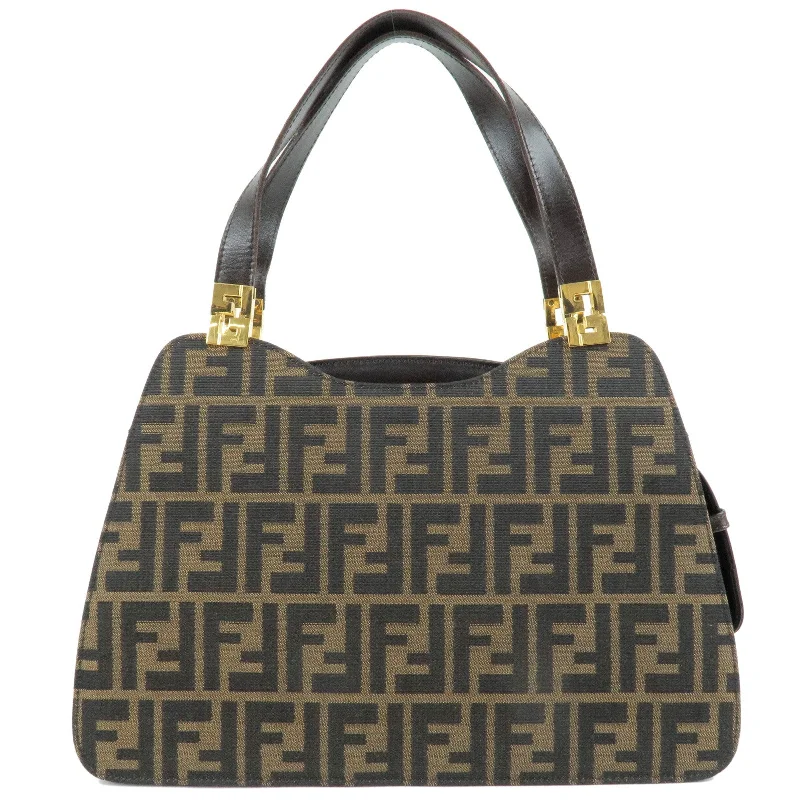 Ladies Fendi Peekaboo bags with gold - toned hardware for a touch of luxuryFENDI Zucca Canvas Leather Hand Bag Khaki Black Brown