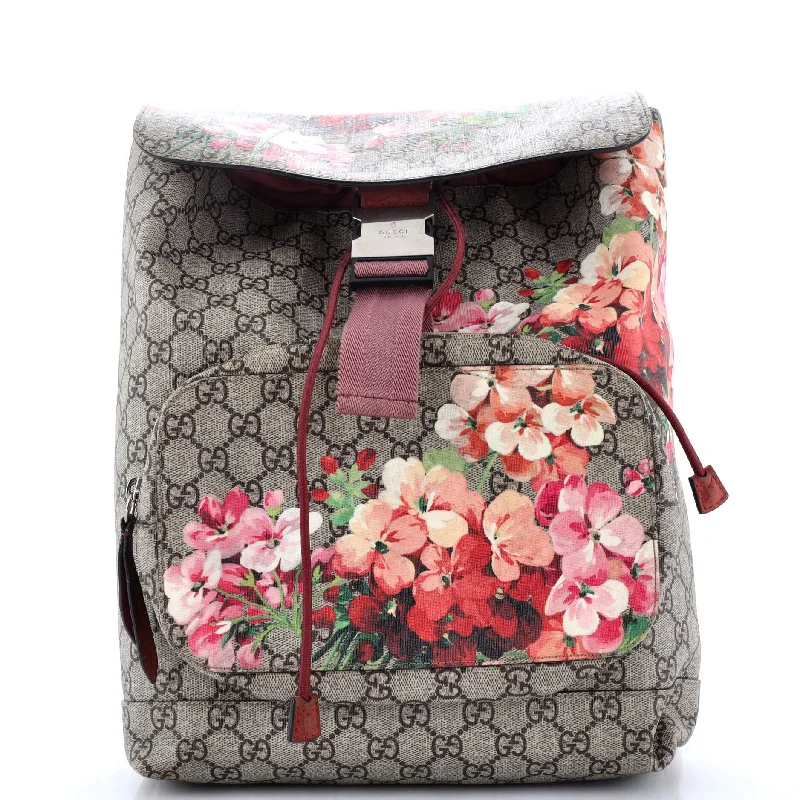 Buckle Backpack Blooms Print GG Coated Canvas Medium