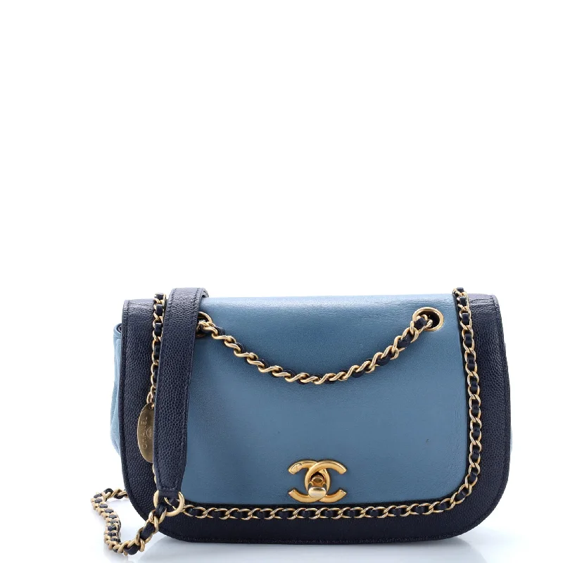 Chain Around CC Flap Bag Lambskin with Caviar Small