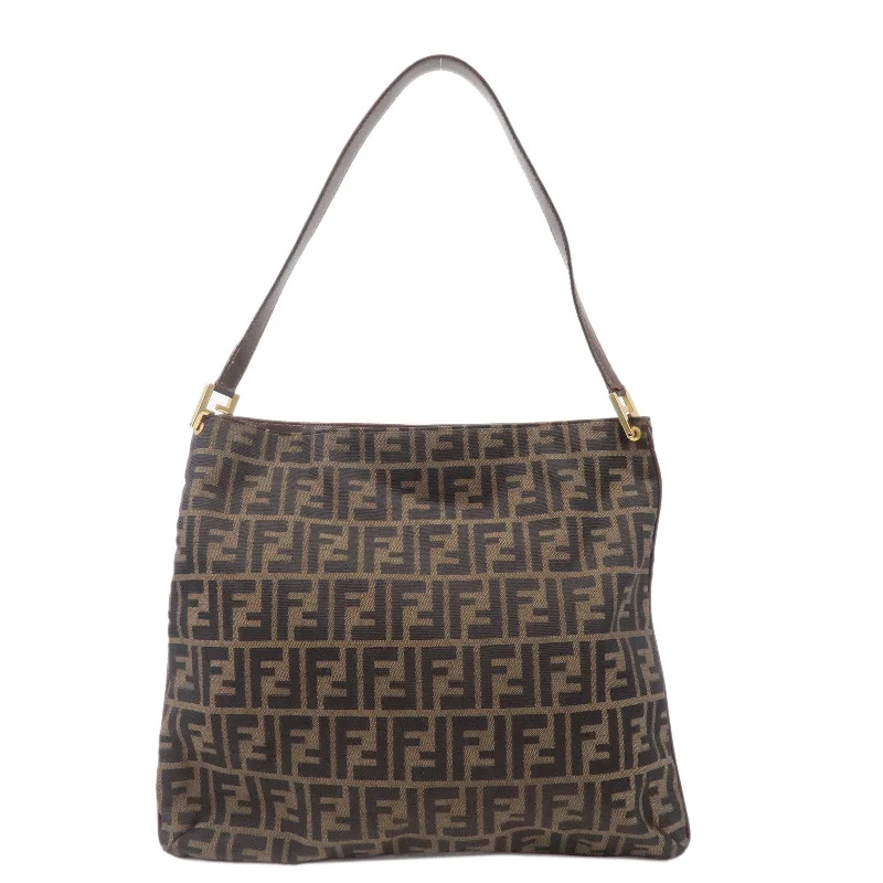 Fendi crossbody bags with a detachable coin purse for added functionality and convenienceFENDI Zucca Canvas Leather Shoulder Bag Khaki Black Brown