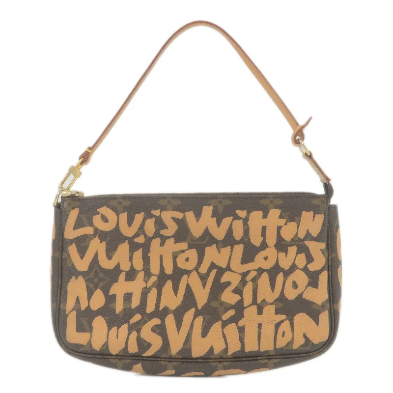 Louis Vuitton crossbody bags with a woven leather strap for textureLouis Vuitton Monogram Graffiti Pochette Accessoires Pouch M92193