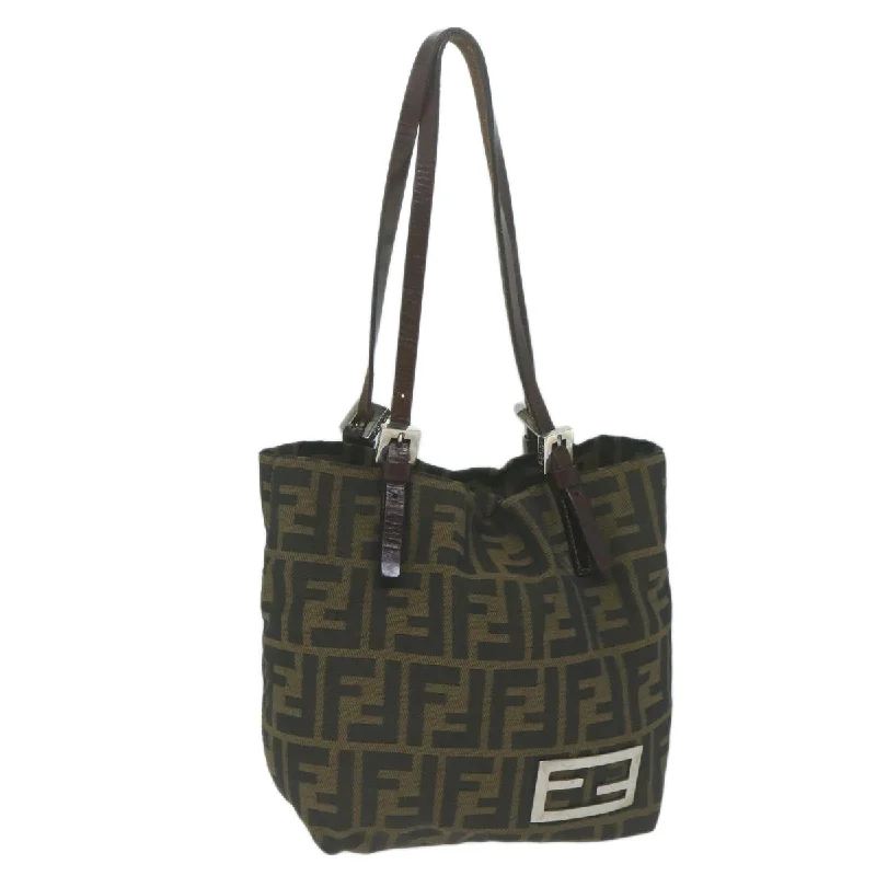 Fendi By The Way bags with a contrast - colored interior for visual interestFENDI Zucca Canvas Hand Bag Black Brown  ep3201