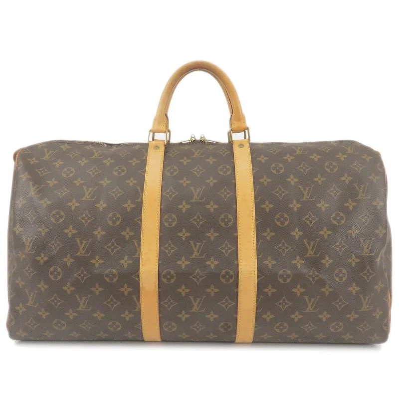 Louis Vuitton tote bags with a printed LV logo on the front for brand visibilityLouis Vuitton Monogram Keep All 55 Boston Bag M41424