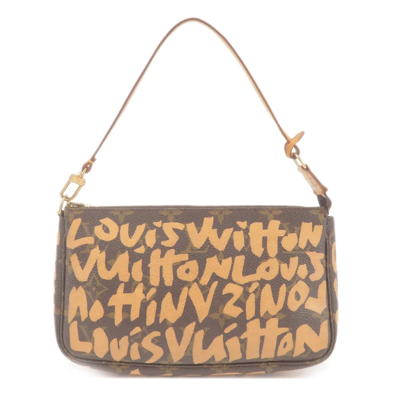 Louis Vuitton bags with a snap - button closure and a decorative charm for styleLouis Vuitton Monogram Graffiti Pochette Accessoires M92193