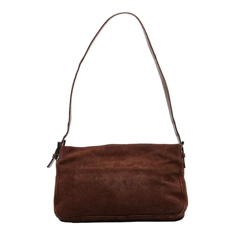 Fendi bags with a detachable makeup pouch inside for beauty - conscious usersFendi Mamma Bucket One Shoulder Bag Brown Canvas Leather