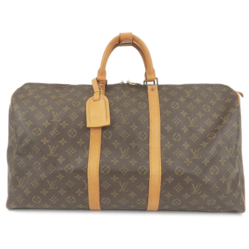 Louis Vuitton bags with a detachable mirror inside for on - the - go touch - upsLouis Vuitton Monogram Keep All 55 Boston Bag Travel Bag M41424