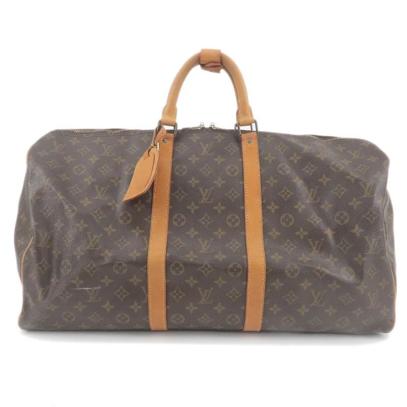 Louis Vuitton handbags with a back - zip pocket for storing valuablesLouis Vuitton Monogram Keep All 55 Boston Bag M41424