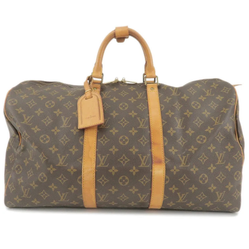 Ladies Louis Vuitton shoulder bags with a wide - width strap for comfortLouis Vuitton Monogram Keep All 50 Boston Bag M41426