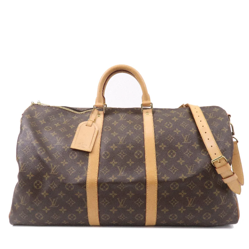 Louis Vuitton handbags with a beaded trim for a touch of glamourLouis Vuitton Monogram Keep All 55 Bandouliere Boston Bag M41414