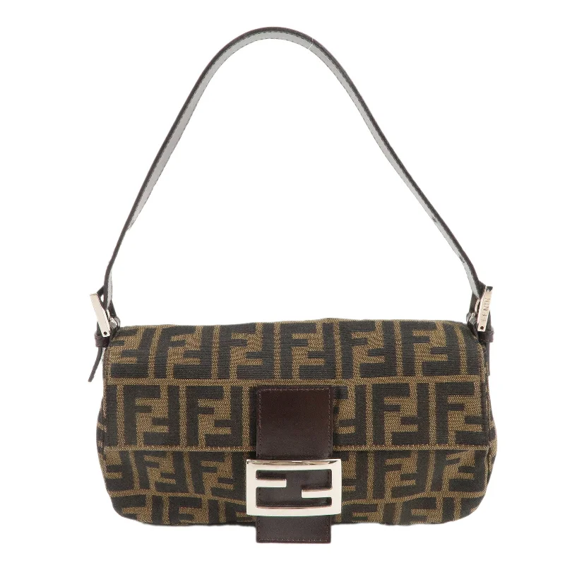 Fendi backpacks with a hidden back pocket for security and privacyFENDI Mamma Baguette Zucca Canvas Leather Shoulder Bag 26424