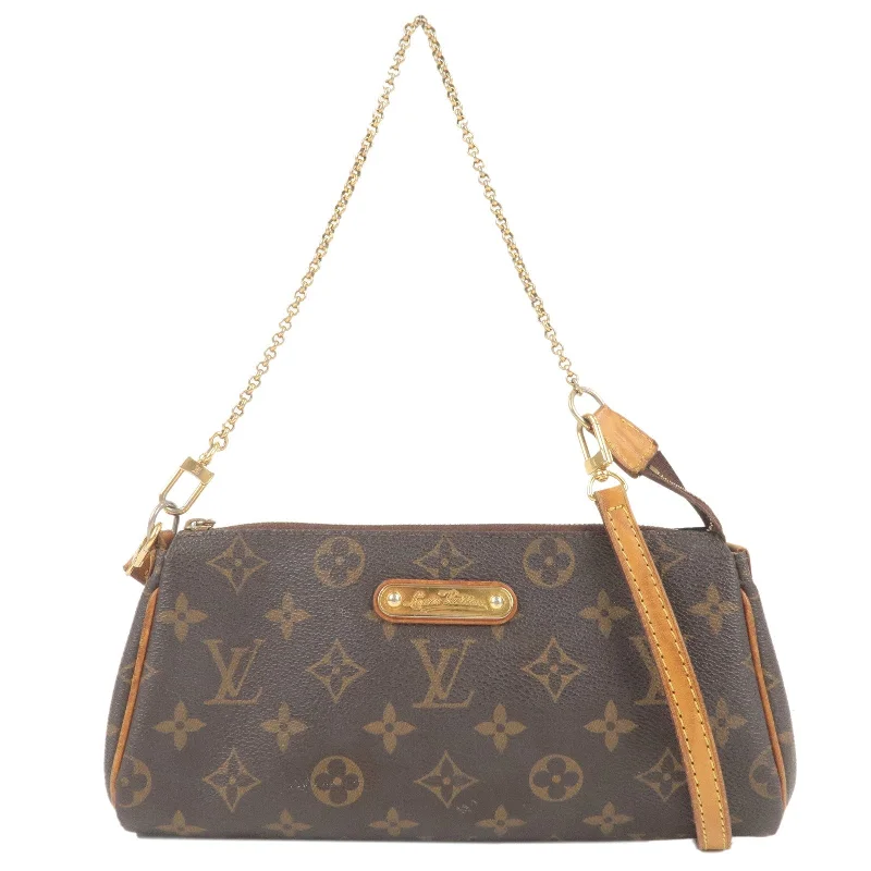 Louis Vuitton bags with a front - zip pocket for small items like keysLouis Vuitton Monogram Eva 2Way Shoulder Bag Pouch Brown M95567