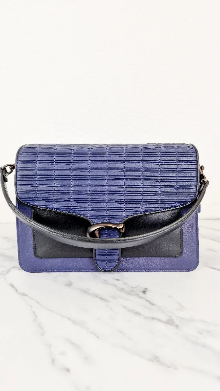 Coach handbags with a perforated leather detail for a breathable and unique designCoach Tabby Sample Bag with Ruched Pleating in Cadet Blue and Black Leather - Handbag