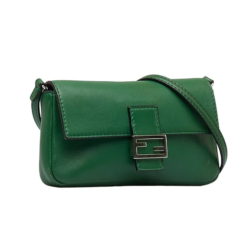 Fendi backpacks with a water - resistant exterior made of high - tech materialsFendi Micro Bucket Handbag Shoulder Bag 8M0354 Green Leather