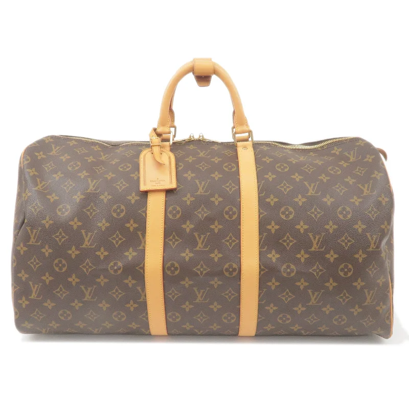 Louis Vuitton handbags with a patent - leather finish for a shiny lookLouis Vuitton Monogram Keep All 55 Boston Bag M41424