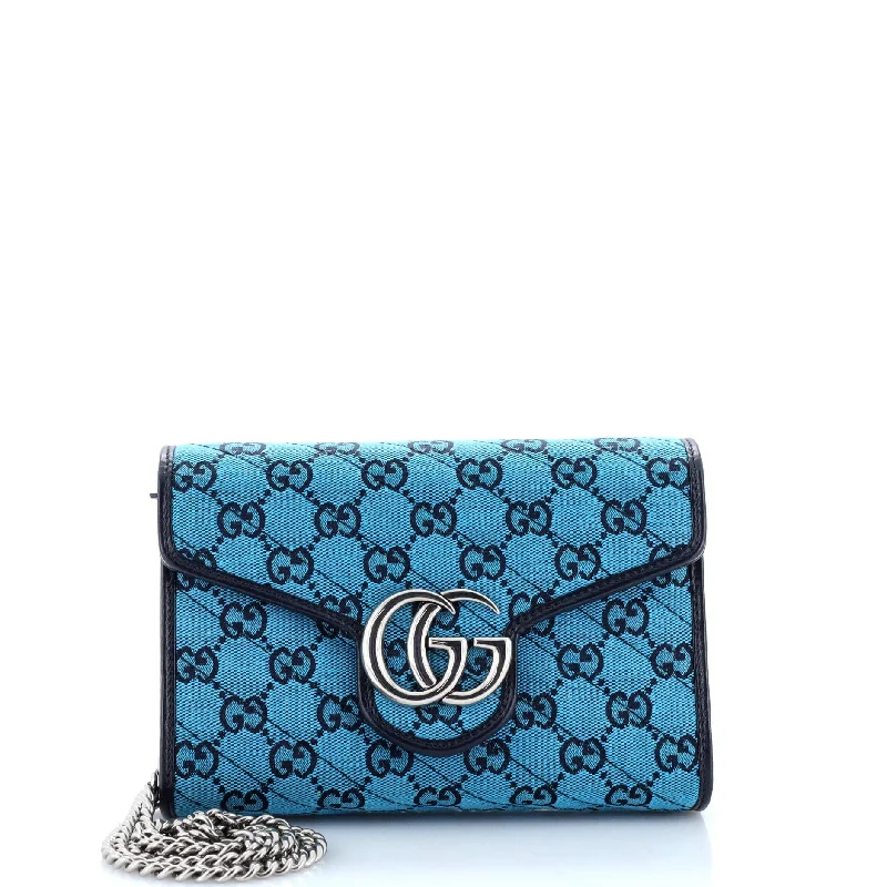 GG Marmont Chain Wallet Diagonal Quilted GG Canvas Mini