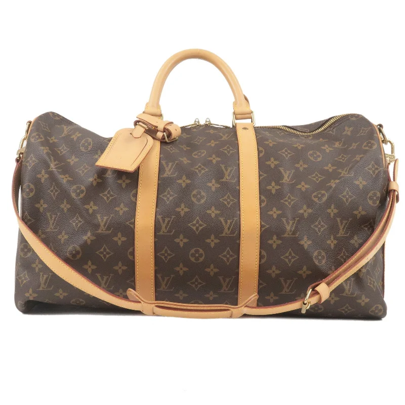 Louis Vuitton bags with a front - zip pocket for small items like keysLouis Vuitton Monogram Keep All Bandouliere 50 Boston Bag M41416