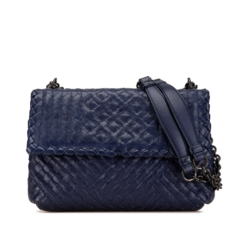 Easy - to - Clean Hermes Bags for Busy LifestylesBlue Bottega Veneta Small Nappa Intrecciato Stitched Olimpia Shoulder Bag