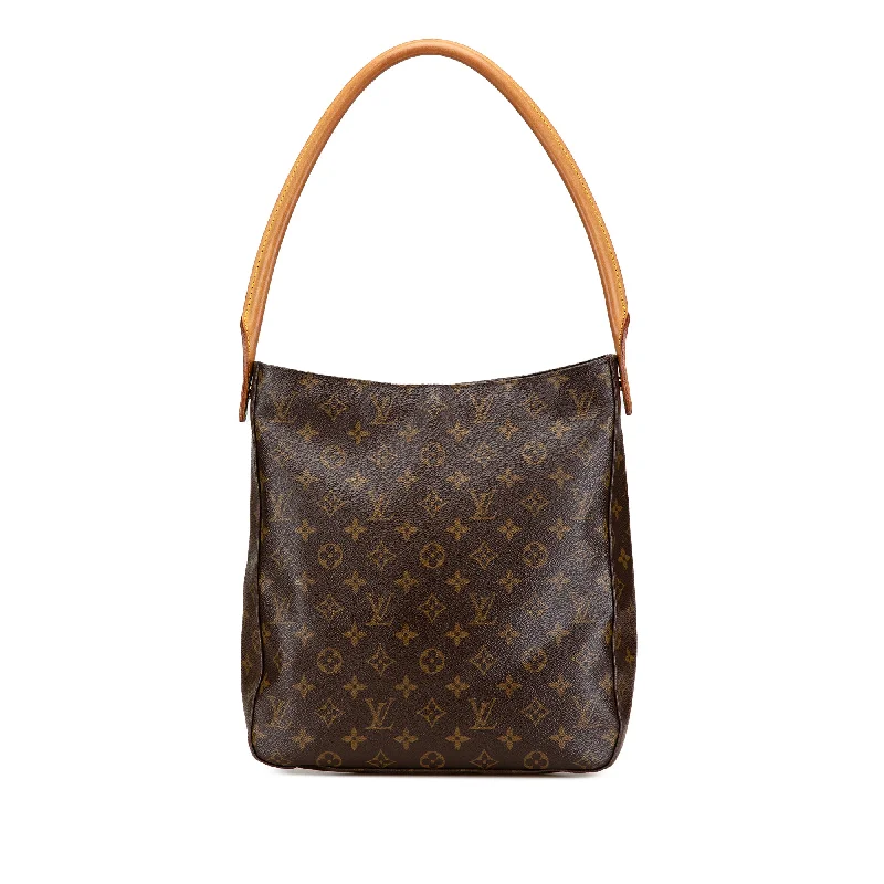 Louis Vuitton bags with a snap - button closure and a decorative charm for styleBrown Louis Vuitton Monogram Looping GM Shoulder Bag