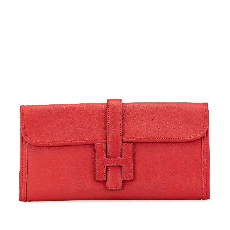 Soft - Handled Hermes So Kelly Bags for a Feminine TouchRed Hermès Swift Jige Elan 29 Clutch Bag