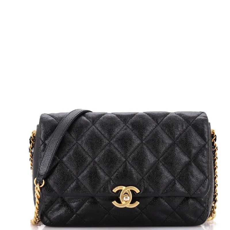 Chain Melody Flap Bag Quilted Caviar Medium