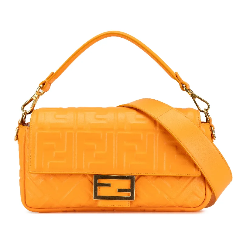 Pattern - Mixing Hermes Bags for a Trendy and Edgy LookOrange Fendi Zucca Embossed Leather Baguette Satchel