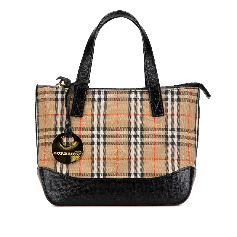 Brown Burberry Haymarket Check Canvas Handbag