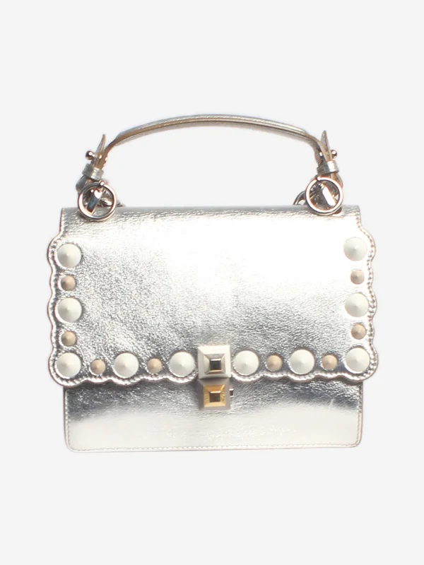 Hermes Bags with Magnetic and Twist - Lock ClosuresSilver studded Kan i cross-body bag