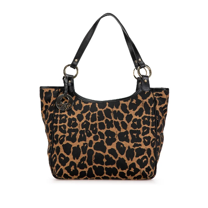 Faux Fur - Trimmed Hermes Bags for Winter SophisticationBrown Fendi Leopard Print Canvas Shoulder Bag