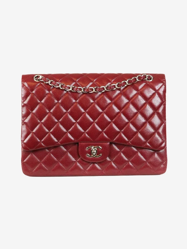 Hermes Evelyne Bags with Adjustable Shoulder StrapsCherry red 2010-2011 jumbo Classic single flap bag