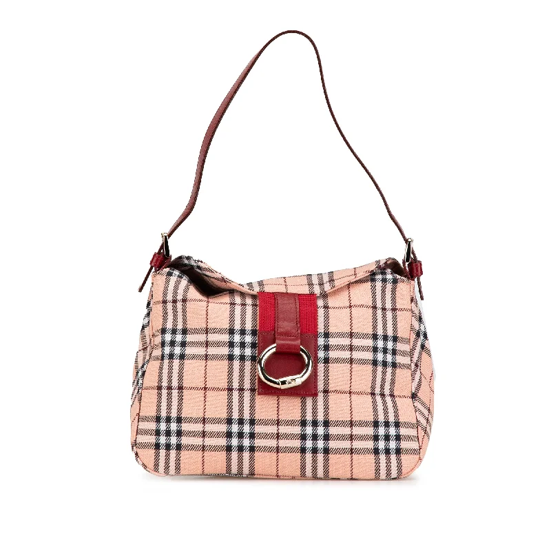 Pink Burberry House Check Canvas Shoulder Bag