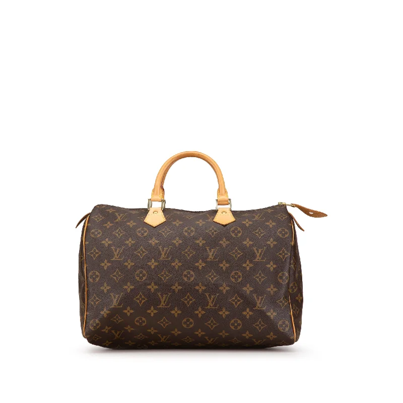 Louis Vuitton crossbody bags with a printed floral pattern for femininityBrown Louis Vuitton Monogram Speedy 35 Boston Bag