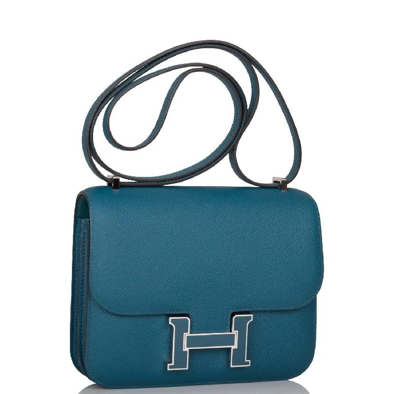 Hermes Evelyne Bags with Adjustable Shoulder StrapsHermes Vert Bosphore Epsom Mini Constance 18cm Lacquer Hardware