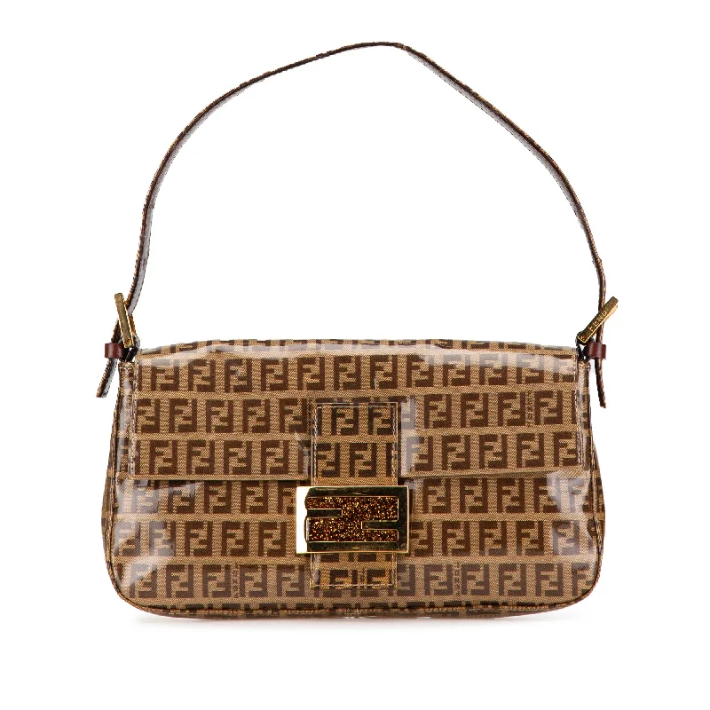 Oversized Hermes Bags for a Fashion - Forward and Practical StatementBrown Fendi Zucchino Crystal Baguette Shoulder Bag