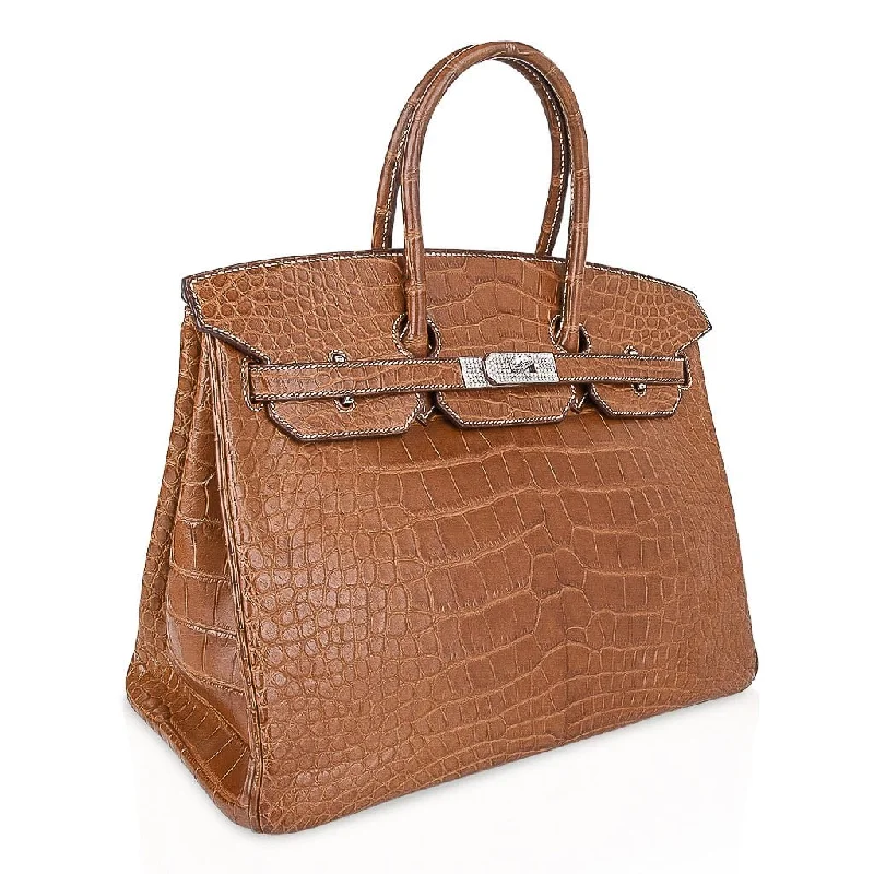 Seasonal - Exclusive Hermes Bags for Summer GetawaysHermes Diamond Birkin 35 Bag Fauve Barenia Matte Alligator Rare