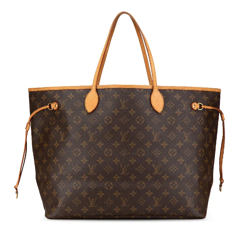 Louis Vuitton bags with a snap - button closure and a decorative charm for styleBrown Louis Vuitton Monogram Neverfull GM Tote Bag