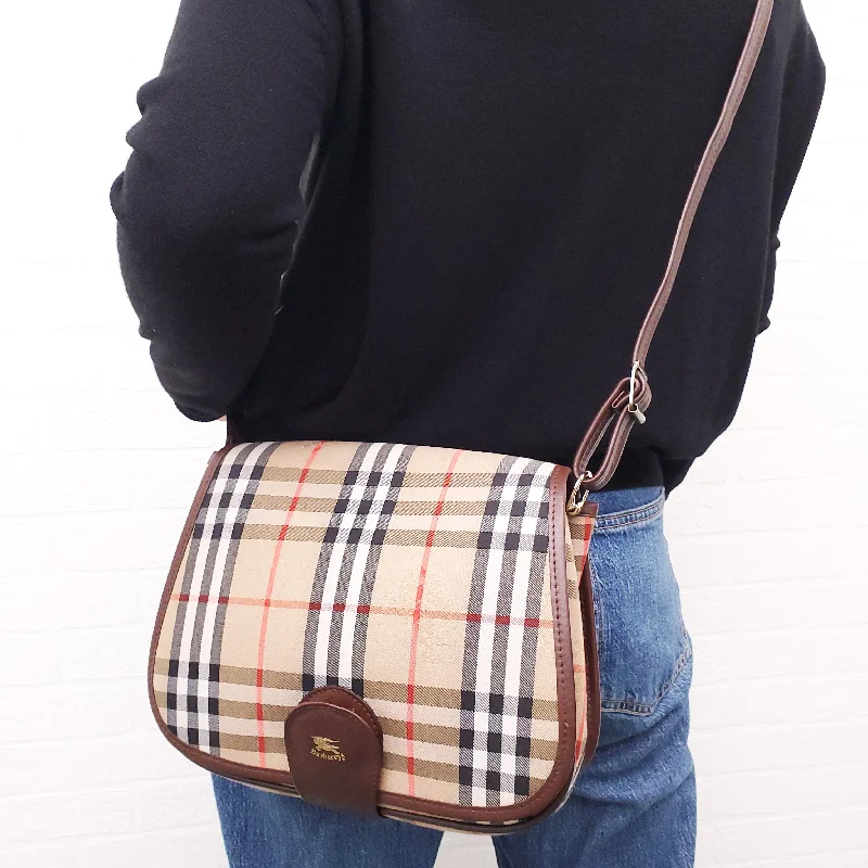 BURBERRY VINTAGE BEIGE CHECK CROSSBODY BAG