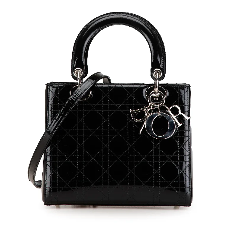 Kids' - Sized Hermes - Inspired Mini Bags for Young FashionistasBlack Dior Medium Patent Cannage Stitched Lady Dior Satchel