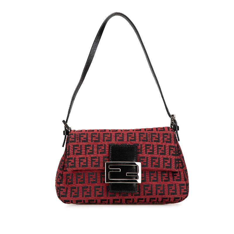 Oversized Hermes Bags for a Fashion - Forward and Practical StatementRed Fendi Mini Zucchino Canvas Baguette Shoulder Bag