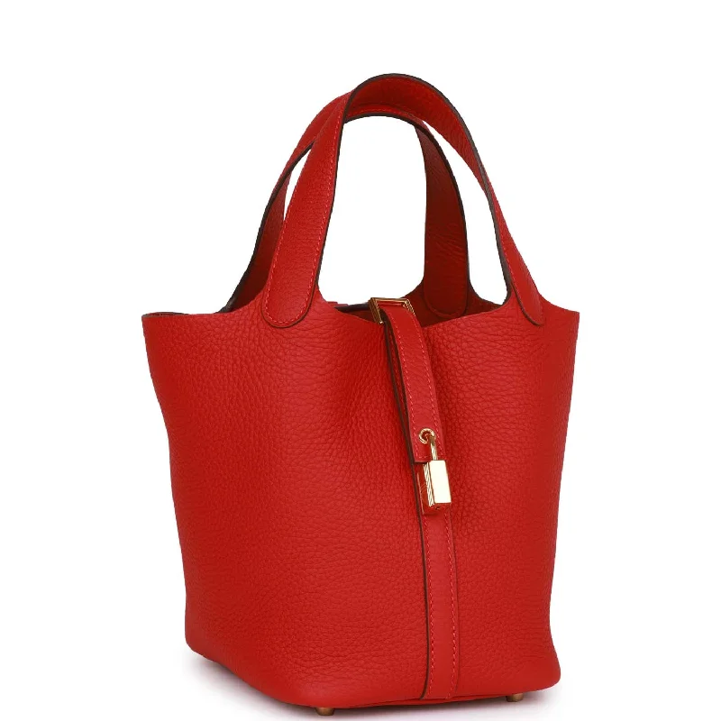 Minimalist Hermes Bags for a Sleek and Timeless LookHermes Picotin Lock 18 Vermillion Clemence Gold Hardware