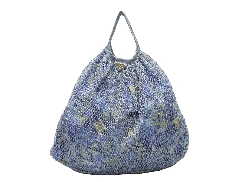 Trendy Hermes Bolide Bags in Metallic FinishesBlue & Multicolor Prada Nylon & Mesh Tote Bag