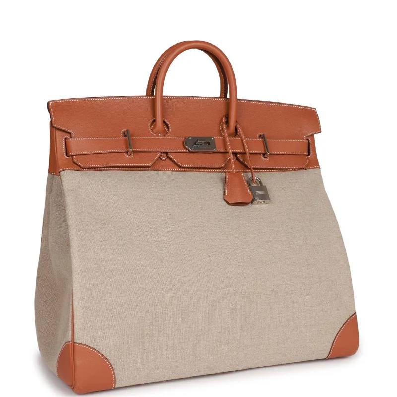 Hermes Sac a Depeches Bags with Antique - Style HardwareHermes Birkin HAC 50 Gold Toile De Camp Evercolor Palladium Hardware