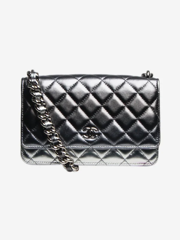 Art - Inspired Hermes Bags Collaborated with Renowned ArtistsSilver lambskin quilted Wallet-on-Chain bag