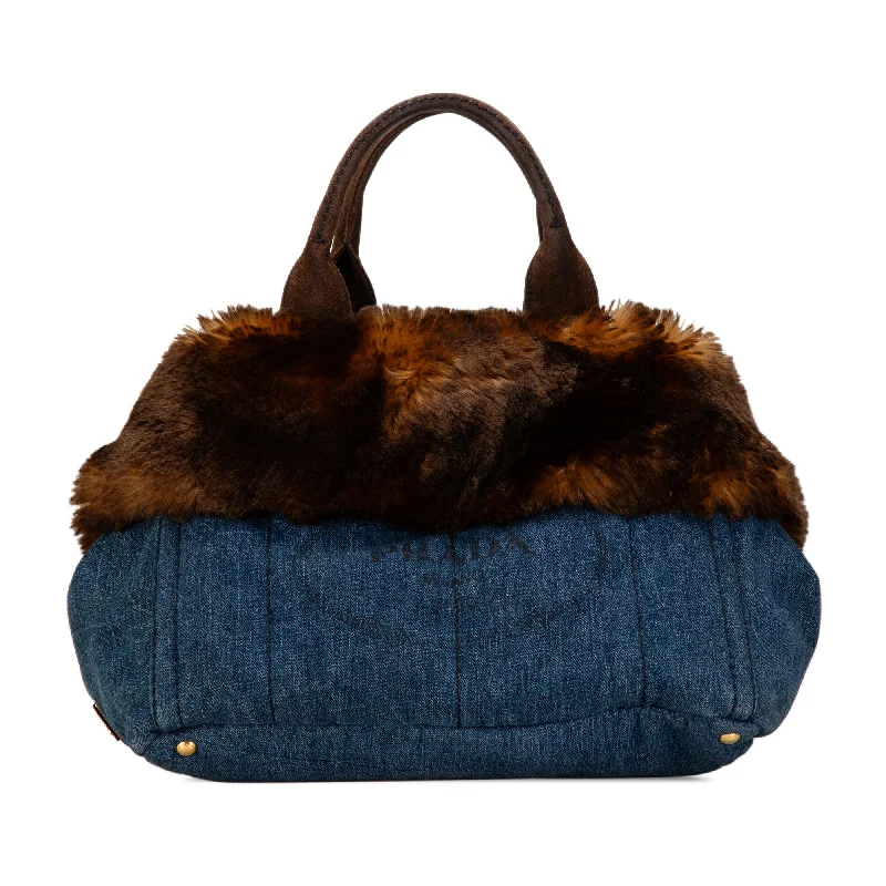 Pet - Friendly Hermes Pet Carrier Bags in Signature StylesBlue Prada Canapa Logo Denim Handbag